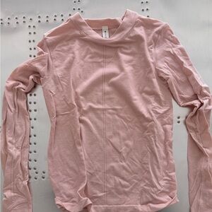 Athleta Pale Pink Long Sleeve Seam-Detail Crew